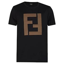 Camiseta Fendi negra de algodón con maxi logo