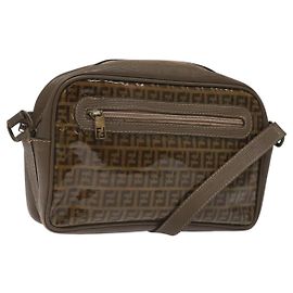 Fendi Borsa a spalla in tela Zucchino beige Auth ep8208