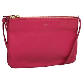 Céline Trio Tasche CELINE Schultertasche Leder Rosa Gold Auth mr1159
