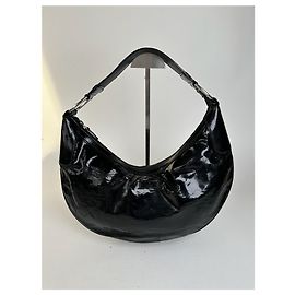 Borsa vintage in pelle verniciata nera Gucci