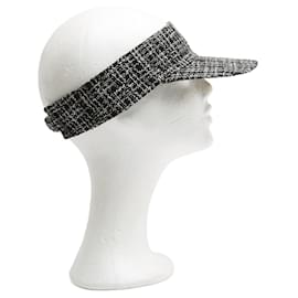 Visera Chanel TU Tweed Negro Reversible Visera Sombra de Ojos OS