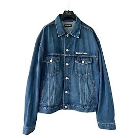 Giacca in denim oversize con logo ricamato Balenciaga EU52