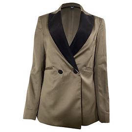 Blazer doppiopetto bicolore in lana marrone di Rachel Comey