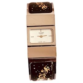 Hermès Watch Bracelet Clasp Steel and Black Enamel