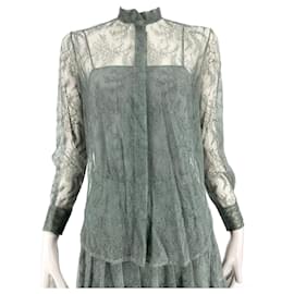 camisa de encaje de cuello alto - Christian Dior