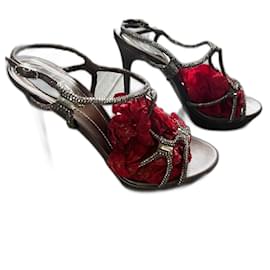 Sandali Rene Caovilla Taupe in Pelle con Strass Swarovski