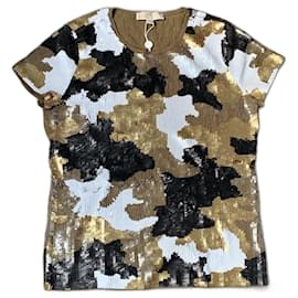 Michael Kors Top de lentejuelas multicolores camuflaje