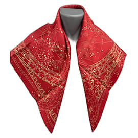 Foulard in seta Bulgari 90 Rosso e Oro