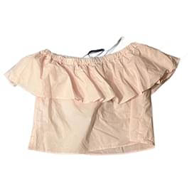 Conjunto de 2 blusas cortas Topshop de algodón rosa y azul Talla 36