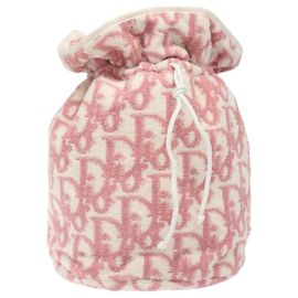 Borsa a mano Pile Trotter Christian Dior Rosa Bianco Auth BD1288