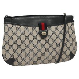 Borsa a Spalla GUCCI GG Supreme PVC Blu Navy Oro 39 02 026 Auth ep8170