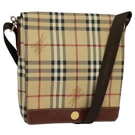 Borsa a spalla Burberry Nova Check in pelle PVC beige Auth BD1450