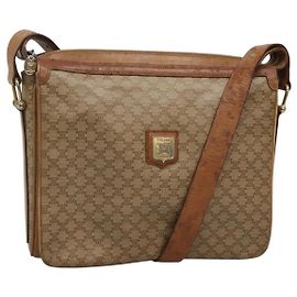 Céline Borsa a spalla in tela Macadam CELINE PVC beige oro Auth nb297