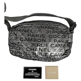 Borsa a spalla vintage Chanel Monogramma Argento Nero