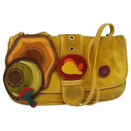 Borsa a Spalla Miu Miu in Pelle Scamosciata Gialla Auth 116150