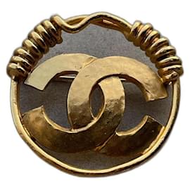 Chanel Brosche goldfarben Metall