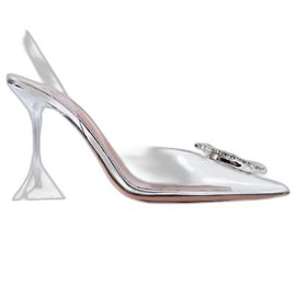 Décolleté slingback Amina Muaddi in PVC trasparente argento