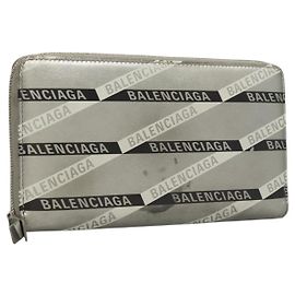 Portafoglio BALENCIAGA Pelle Argento 551935 Auth bs24240