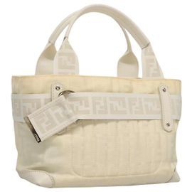 Borsa a mano FENDI in nylon bianco argento autentica bs24206