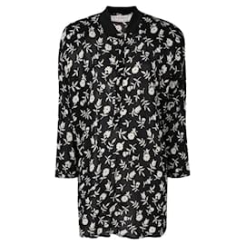 Gianni Versace Black and White Floral Blouse