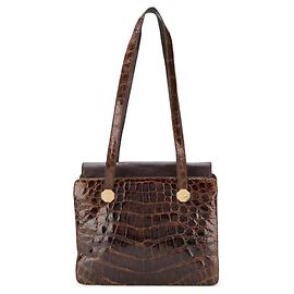 Autre Marque Borsa in coccodrillo marrone A.N.G.E.L.O. Vintage Cult