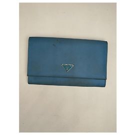 Cartera de cuero de lona Prada Tessuto vintage azul