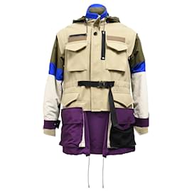 Sacai Melton-Jacke aus beigem Wollstoff