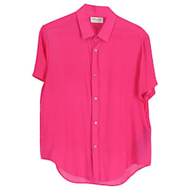 Camicia a maniche corte Saint Laurent 2022 in viscosa rosa