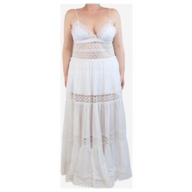 Autre Marque Vestido de verano de capas bordado en blanco - talla L