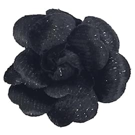 Chanel Black Leather Corsage Brooch