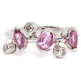 Cartier Meli Melo TDD50 Platin Ring mit rosa Saphir und Diamanten US5.25