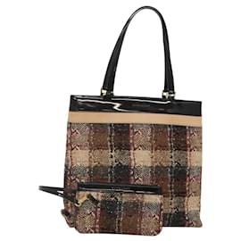 Borsa Tote Burberry Nova Check in lana beige nero oro Auth BD1763