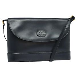Borsa a Spalla GUCCI in Pelle Blu Navy Oro Auth ep8557