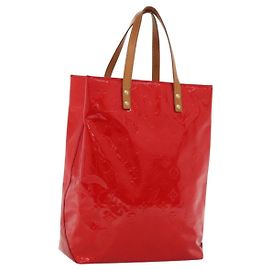 LOUIS VUITTON Monogram Vernis Reade MM Borsa a Mano Rossa M91086 LV Auth KD490