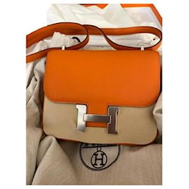 Hermès Constance mini pelle di capra arancione