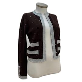 Chanel Kaschmirjacke Braun Silber