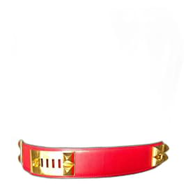 Cinturón Hermès Medor de cuero rojo