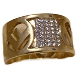 Fendi Ring aus Metall und Kristall Gold