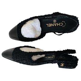Chanel CC Tweed e Pelle Slingbacks
