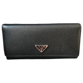 Prada Saffiano Leder Geldbörse Schwarz