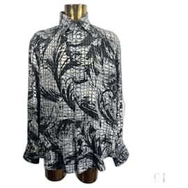 Camicia Billionaire Gold cut Dubai in seta con motivo coccodrillo