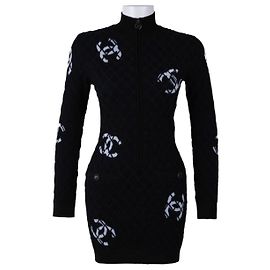 Chanel Coco neige Kleid aus Kaschmir schwarz