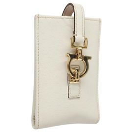 Pochette in pelle Gancini Salvatore Ferragamo bianca Auth KD566