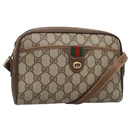 GUCCI GG Supreme Web Sherry Line Tasche PVC Beige Gold 116 02 089 Auth BD1622