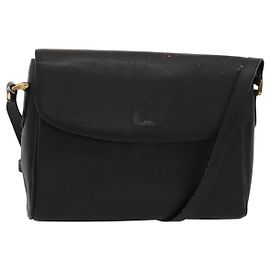 Autre Marque Burberrys Schultertasche aus schwarzem Leder mit Gold Auth ep8502