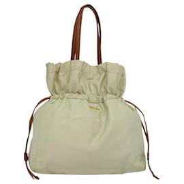 Borsa a Spalla PRADA Nylon Beige Oro Auth MX164