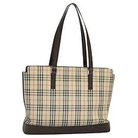 Bolso tote de lona beige con estampado Nova Check de Burberry plata auténtica KD427