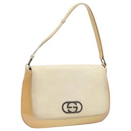 Borsa a Spalla GG Canvas GUCCI Beige Argento 001 3823 Auth BD1514