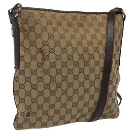 Borsa a Spalla in Tela GG GUCCI Beige Argento 113013 Auth bs24169