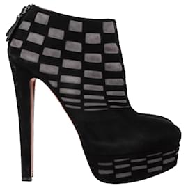 Botines de plataforma en ante negro con corte láser Alaïa